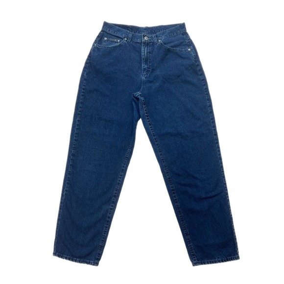 Lee Denim - Vintage Lee Riveted Baggy Jeans Womens 14 Blue Mom Jeans High Waist USA MADE